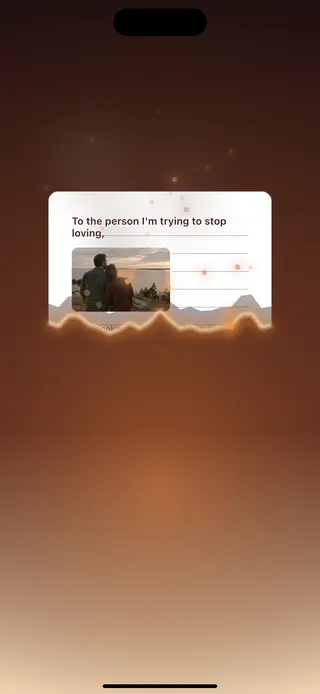 The Rescript mobile demo showing a letter and photo in the Burn closing scene.